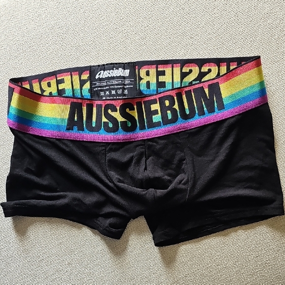 Aussiebum Black Boxer Briefs with Rainbow Waistband - Picture 3 of 3